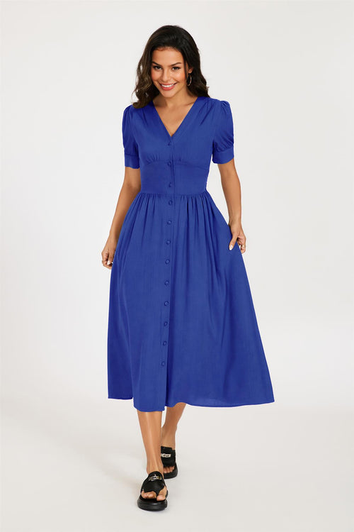 princess polly baby blue dress Kate Cooper V-Neck Midi Dress Blue
