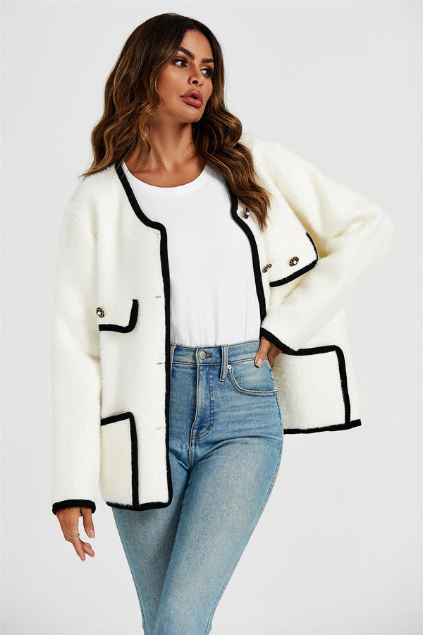 Relaxed Boucle Jacket In Cream White