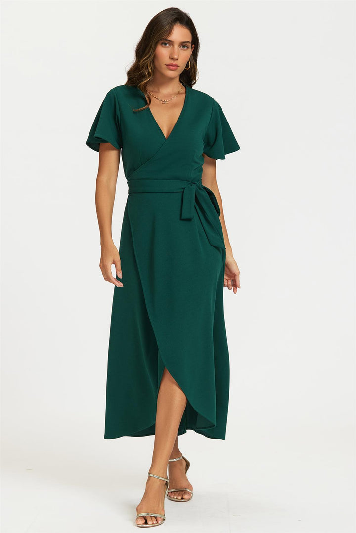Wrap Maxi Dress In Green FS Collection (London) Wrap Maxi Dress In Green FS Collection (London)