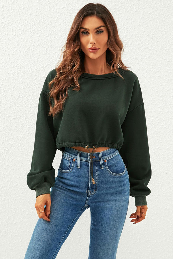 Perfectly Oversized Cropped Sweatshirt In Dark Green
