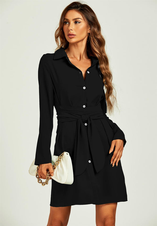 Shirt Mini Wrap Dress In Black