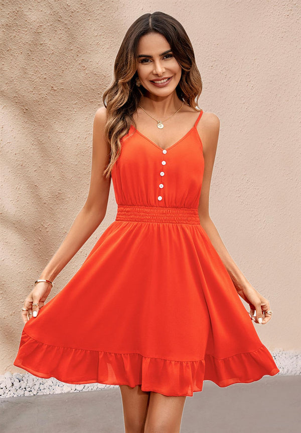 Strappy Cami Mini Dress In Orange