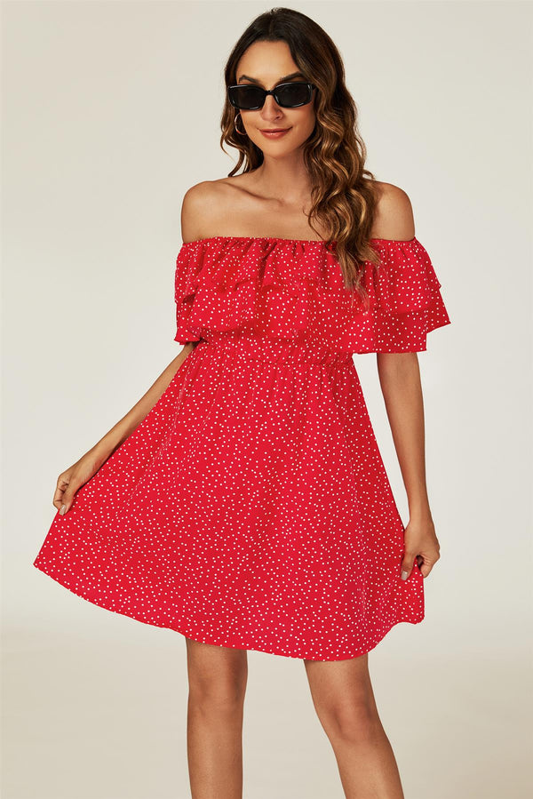 red polka dot bardot dress Bardot Open-Back Red Polka Dot Dress S (6)