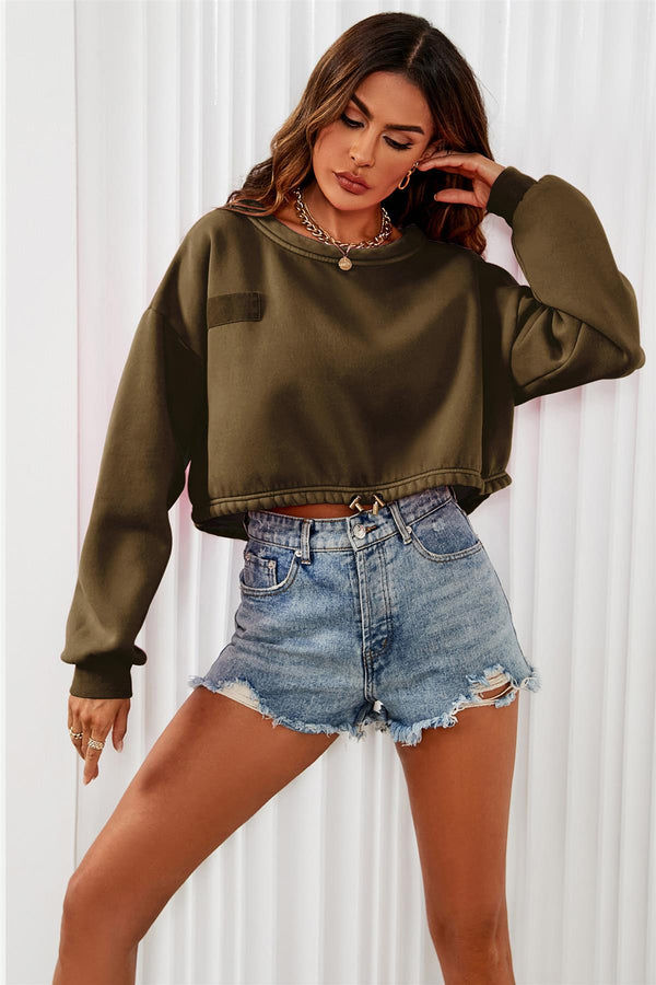 Perfectly Oversized Cropped Sweatshirt In Khaki