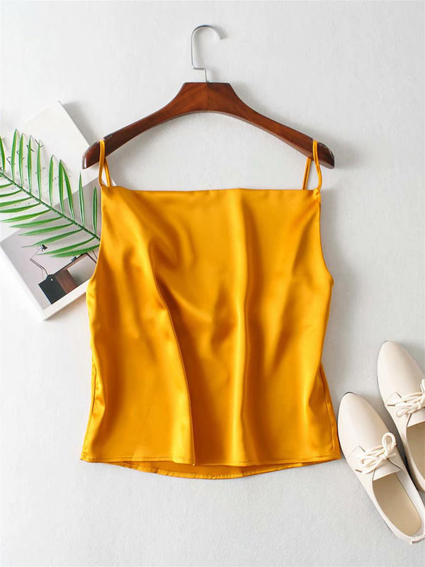 Cowl Neck Cami Top In Mustard