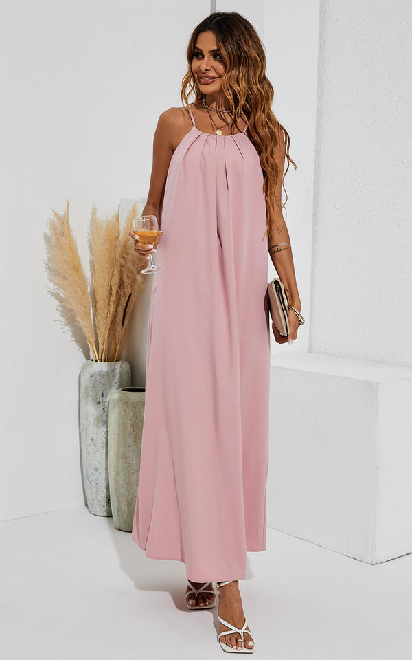 Cold Shoulder Maxi Dress In Pink